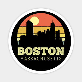 Boston Massachusetts Vintage Sunset Magnet
